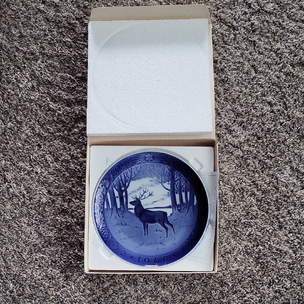 SALE--Bing and Grondahl Copenhagen Porcelain Blue Decorative Plate "The Stag"